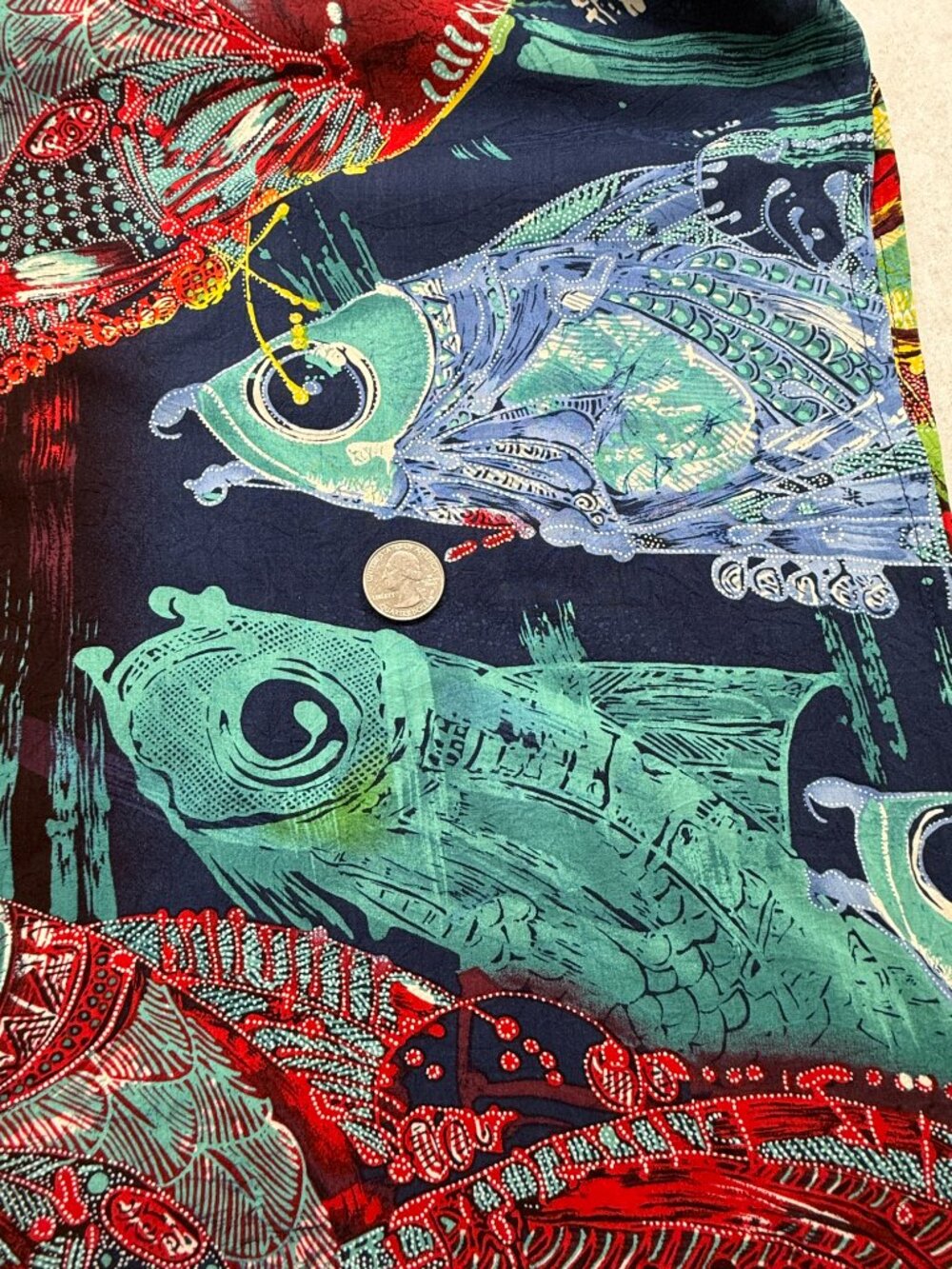 Vintage Jams World Rock Fish Limited Edition Rayon Dress Hawaii Small Midi USA - Picture 15 of 16